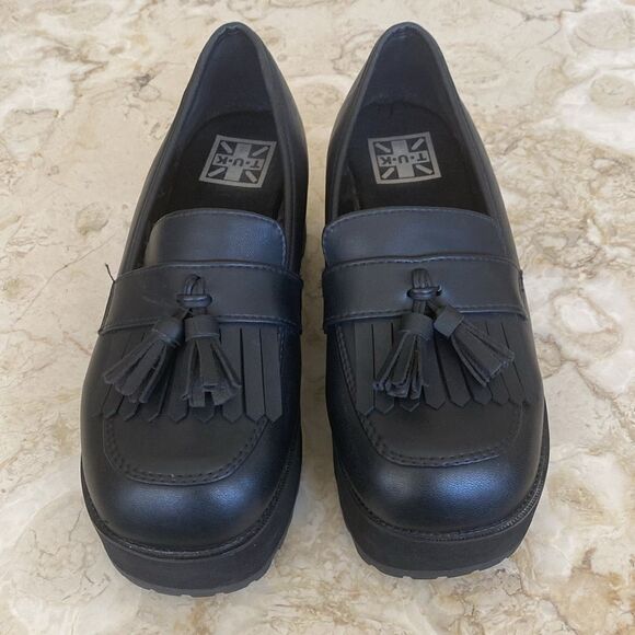 T.U.K. Black TUKskin™ Fringe Loafer Platform - Picture 5 of 12